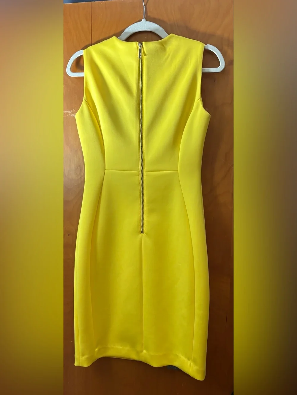 Calvin Klein Bright Yellow Sleeveless Sheath Dress, Size 4 - Picture 2 of 9